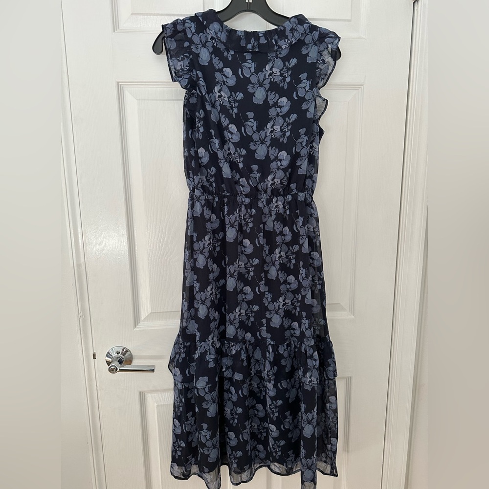 Banana republic maxi navy blue floral dress size petite S - Picture 2 of 5